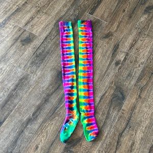 Rainbow Tye dye thigh highs